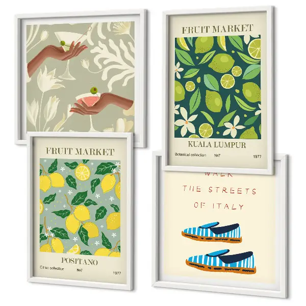 Tavelvägg med fruktmotiv set med 4 italienska posters