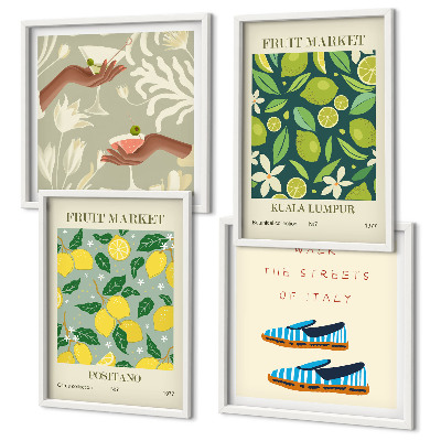 Tavelvägg med 4 tavlor Fruktmönster Italienska posters