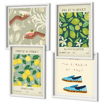 Tavelvägg med fruktmotiv set med 4 italienska posters