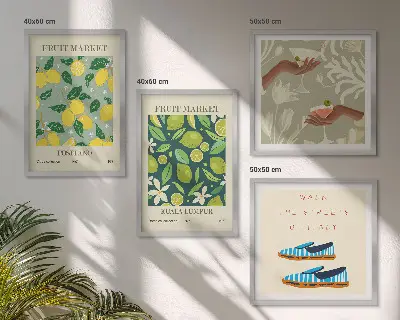 Tavelvägg med fruktmotiv set med 4 italienska posters