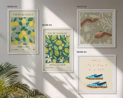 Tavelvägg med fruktmotiv set med 4 italienska posters