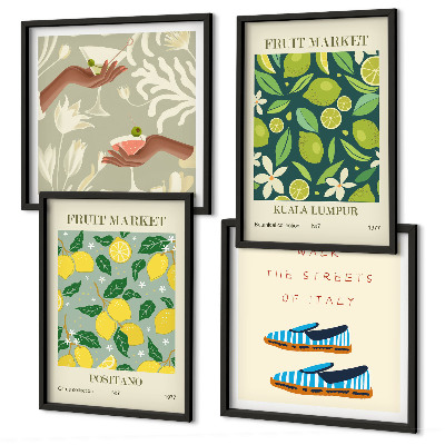 Tavelvägg med 4 tavlor Fruktmönster Italienska posters