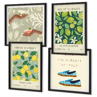 Tavelvägg med fruktmotiv set med 4 italienska posters