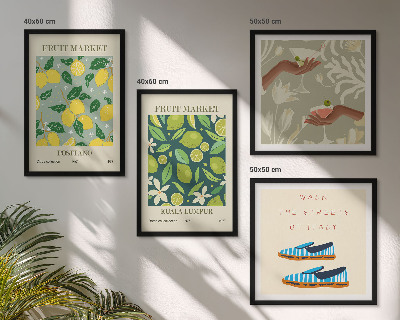 Tavelvägg med 4 tavlor Fruktmönster Italienska posters