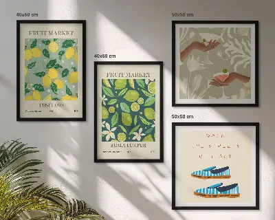 Tavelvägg med fruktmotiv set med 4 italienska posters
