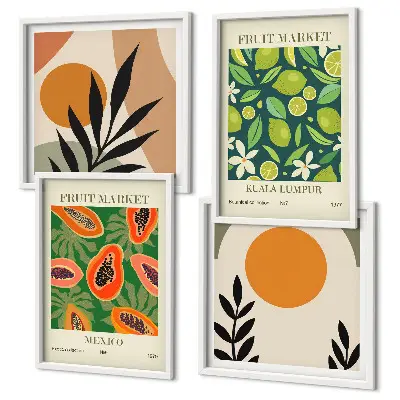 Boho papaya fruktmönster set om 4 tavlor