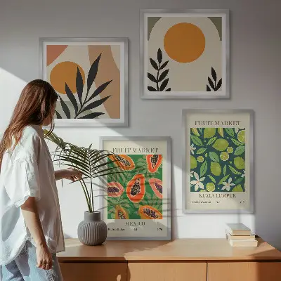 Boho papaya fruktmönster set om 4 tavlor