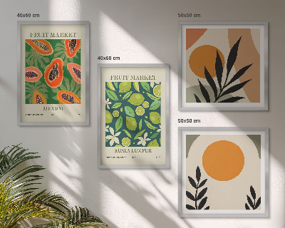 Set om 4 tavlor Boho papaya fruktmönster