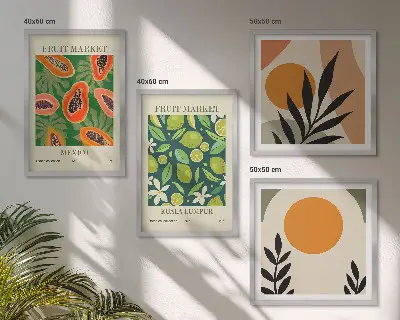 Boho papaya fruktmönster set om 4 tavlor