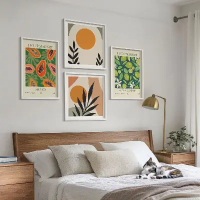 Boho papaya fruktmönster set om 4 tavlor