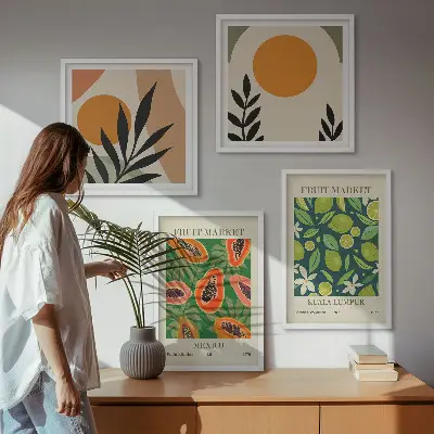 Boho papaya fruktmönster set om 4 tavlor