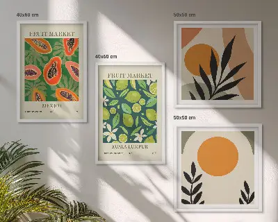 Boho papaya fruktmönster set om 4 tavlor
