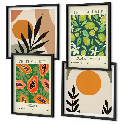 Boho papaya fruktmönster set om 4 tavlor