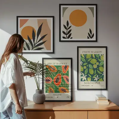 Boho papaya fruktmönster set om 4 tavlor
