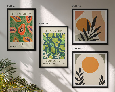 Set om 4 tavlor Boho papaya fruktmönster