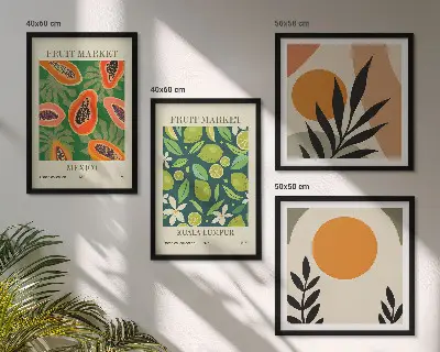 Boho papaya fruktmönster set om 4 tavlor
