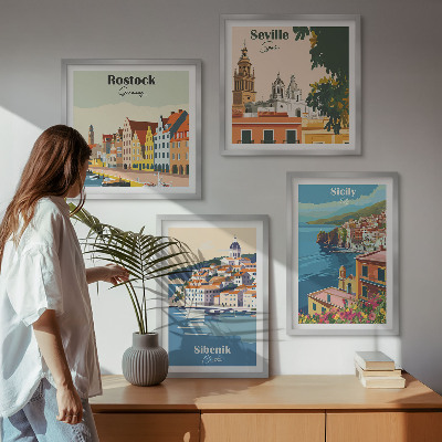 Set om 4 tavlor Landskap i europeiska städer