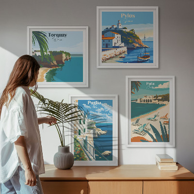 Tavelvägg ovanför soffa Turistlandskap vid havet