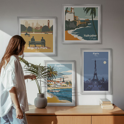 Set om 4 tavlor Kuststädernas arkitektur
