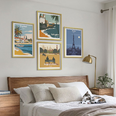 Set om 4 tavlor Kuststädernas arkitektur