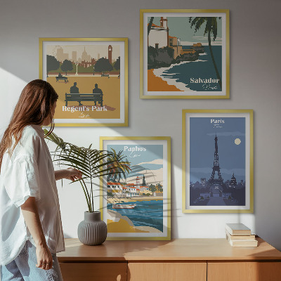 Set om 4 tavlor Kuststädernas arkitektur