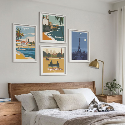 Set om 4 tavlor Kuststädernas arkitektur
