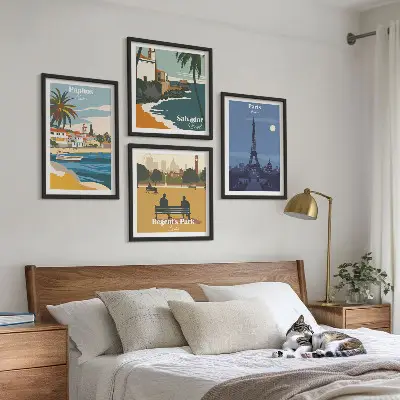 Kuststädernas arkitektur set med 4 tavlor