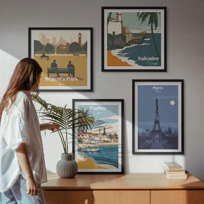 Set om 4 tavlor Kuststädernas arkitektur