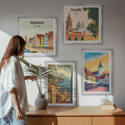 Set om 4 tavlor Kuststädernas arkitektur