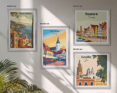 Set om 4 tavlor Kuststädernas arkitektur