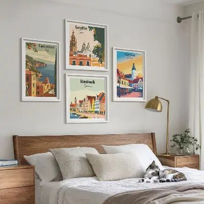 Kuststädernas arkitektur set med 4 tavlor
