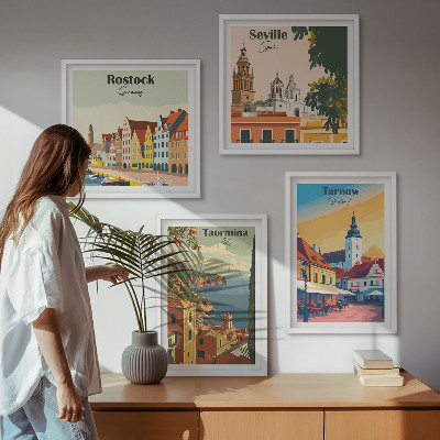 Set om 4 tavlor Kuststädernas arkitektur