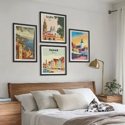 Kuststädernas arkitektur set med 4 tavlor