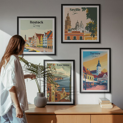 Set om 4 tavlor Kuststädernas arkitektur