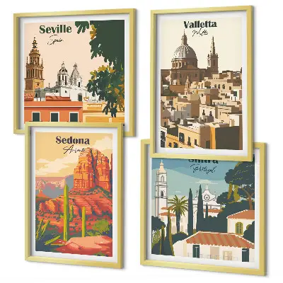 Tavelvägg Retro stadsbilder Sedona och Sintra