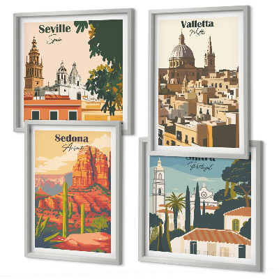 Tavelvägg ovanför soffa Retro stadsbilder Sedona Sintra