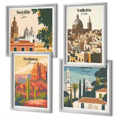 Tavelvägg Retro stadsbilder Sedona och Sintra