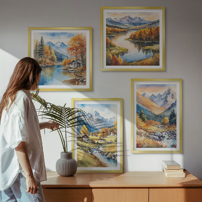 Tavelvägg ovanför soffa Höstlandskap av naturen