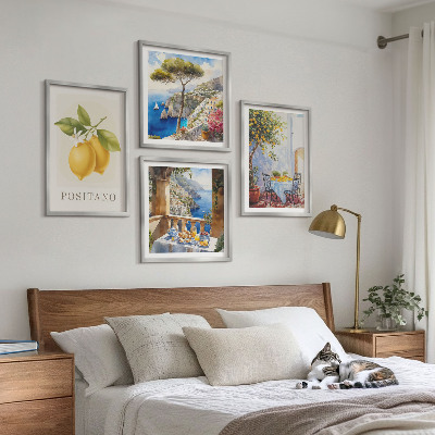 Set om 4 tavlor Utsikt över Positano citronarkitektur