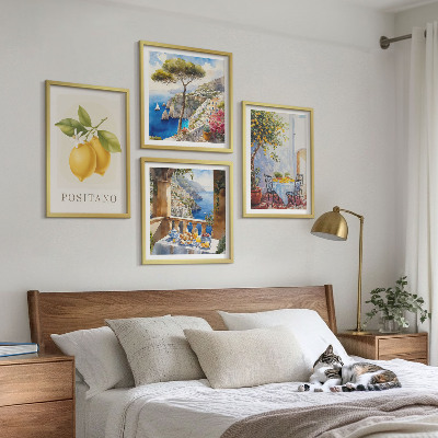 Set om 4 tavlor Utsikt över Positano citronarkitektur