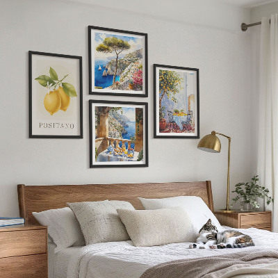 Set om 4 tavlor Utsikt över Positano citronarkitektur