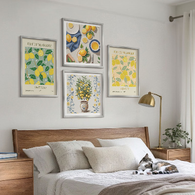 Tavelvägg ovanför soffa Citrusfrukter Italien