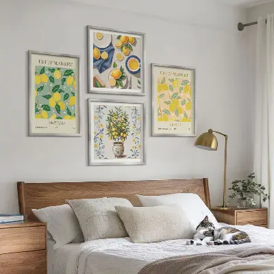Citrusfrukter Italien tavelvägg ovanför soffa