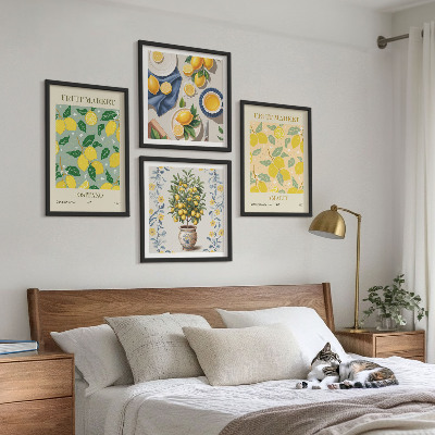 Tavelvägg ovanför soffa Citrusfrukter Italien