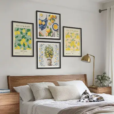 Citrusfrukter Italien tavelvägg ovanför soffa