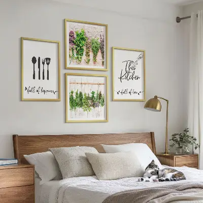 Tavla med inskriptioner för köksörter och växter tavla för tavelvägg ovanför soffa