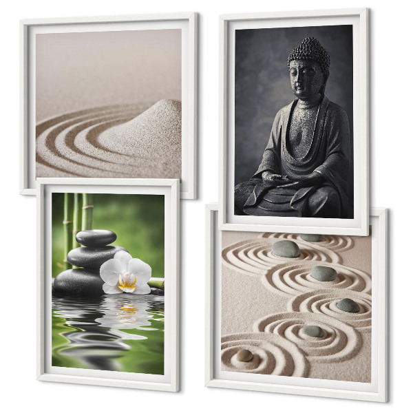 Tavelvägg ovanför soffa Avkopplande Buddha på stranden