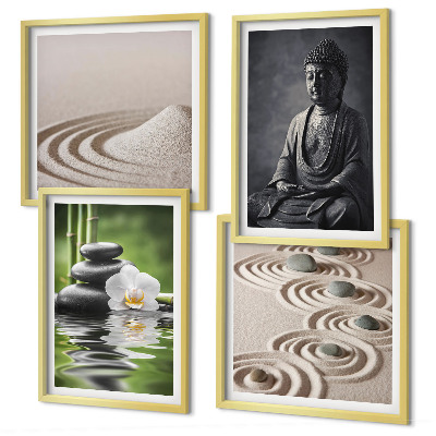 Tavelvägg ovanför soffa Avkopplande Buddha på stranden