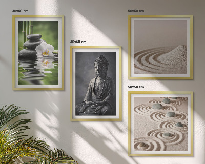 Tavelvägg ovanför soffa Avkopplande Buddha på stranden