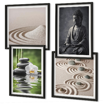 Tavelvägg ovanför soffa Avkopplande Buddha på stranden